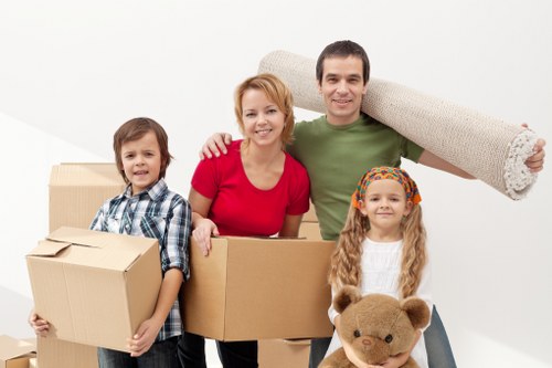 Packed boxes and furniture ready for student relocation in Walthamstow
