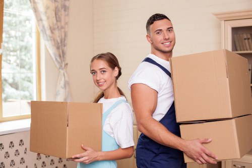 Packing boxes and household items for a Walthamstow house move