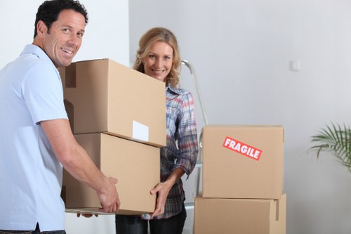Packed moving boxes ready for flat removals in Walthamstow